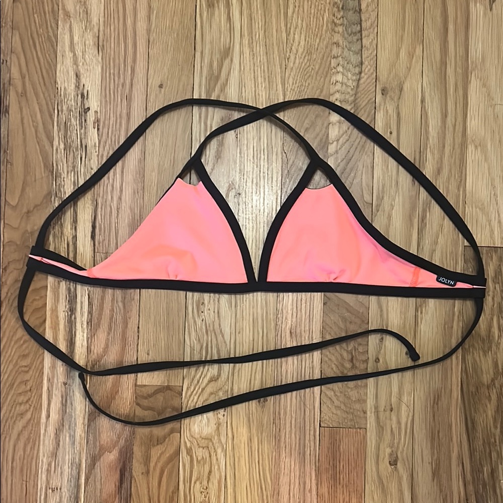 Neon Pink and Black Triangle Bikini Top
